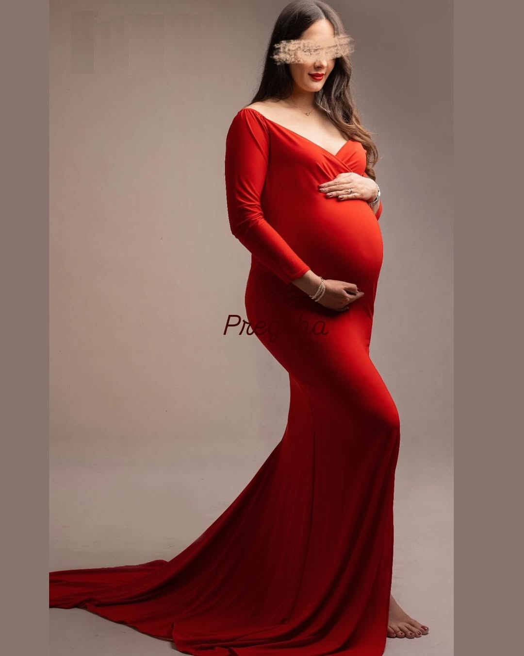 ماکسی بارداری یقه قایقی چاکدار