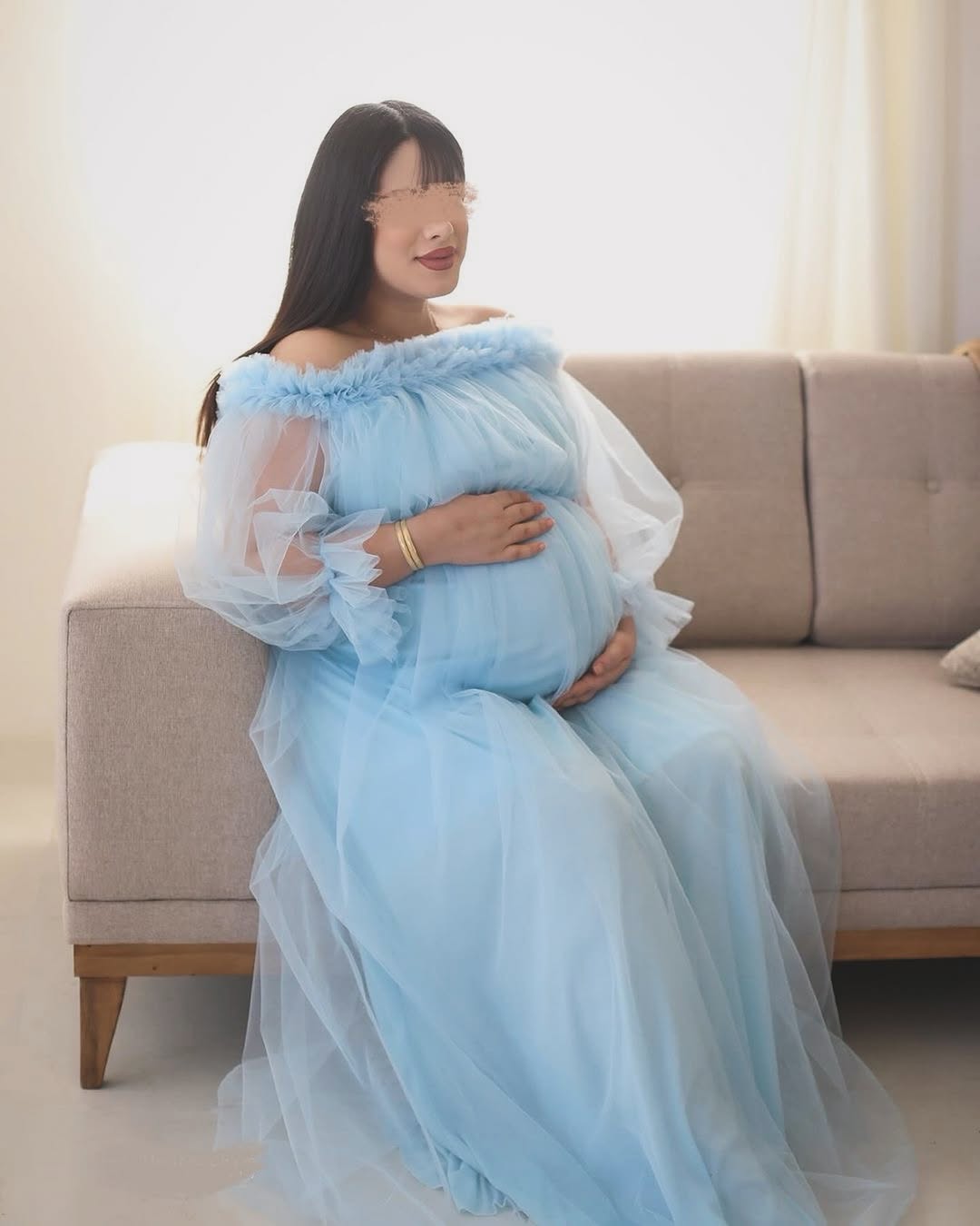 پیراهن بارداری تور یقه چین